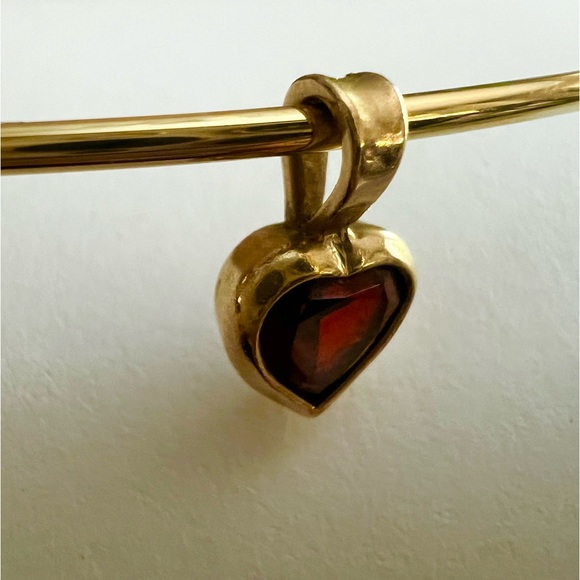 14k gold James Avery collet hook-on necklace & garnet heart pendant both retired - Picture 4 of 15